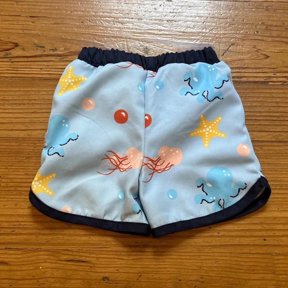 Monica + Andy‎ Swim Trunks Kids Blue Under the Sea Octopus Starfish SIZE 9-12M